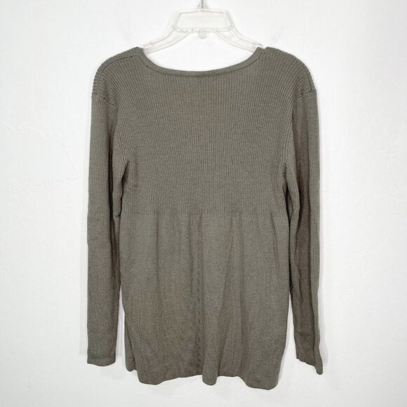 Eileen Fisher Gray 100% Wool one Button Cardigan Sweater Size M - Picture 5 of 6